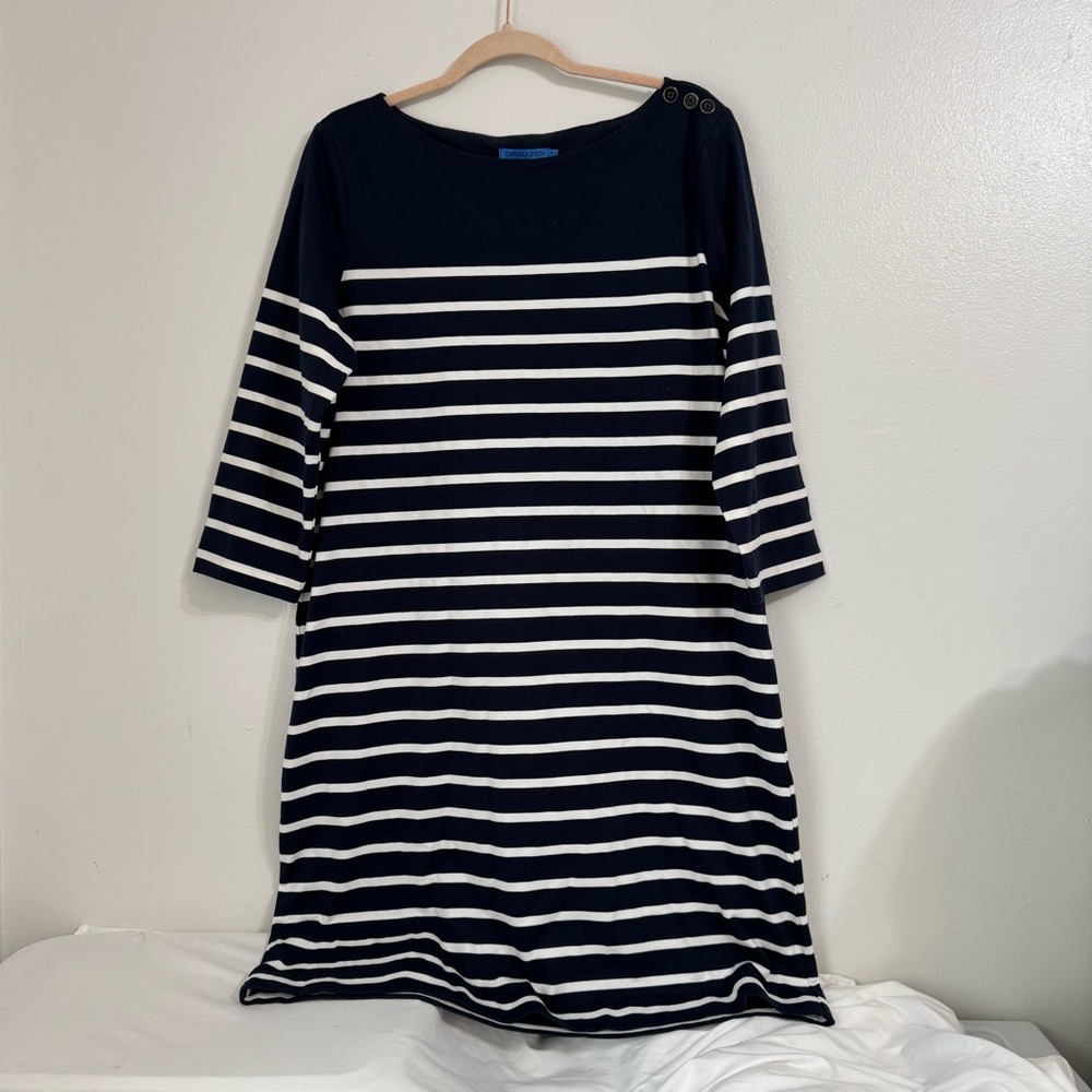 J. McLaughlin Navy/White Striped Dress XL